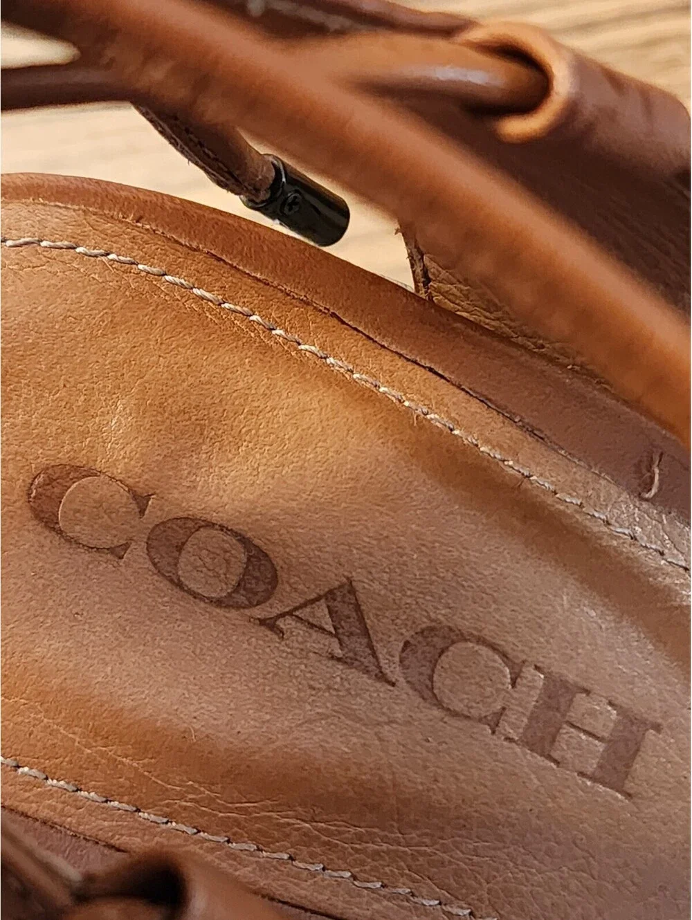 Size 8 - Coach Dana Leather Black and Cognac Open Toe Espadrille Platform Sandal